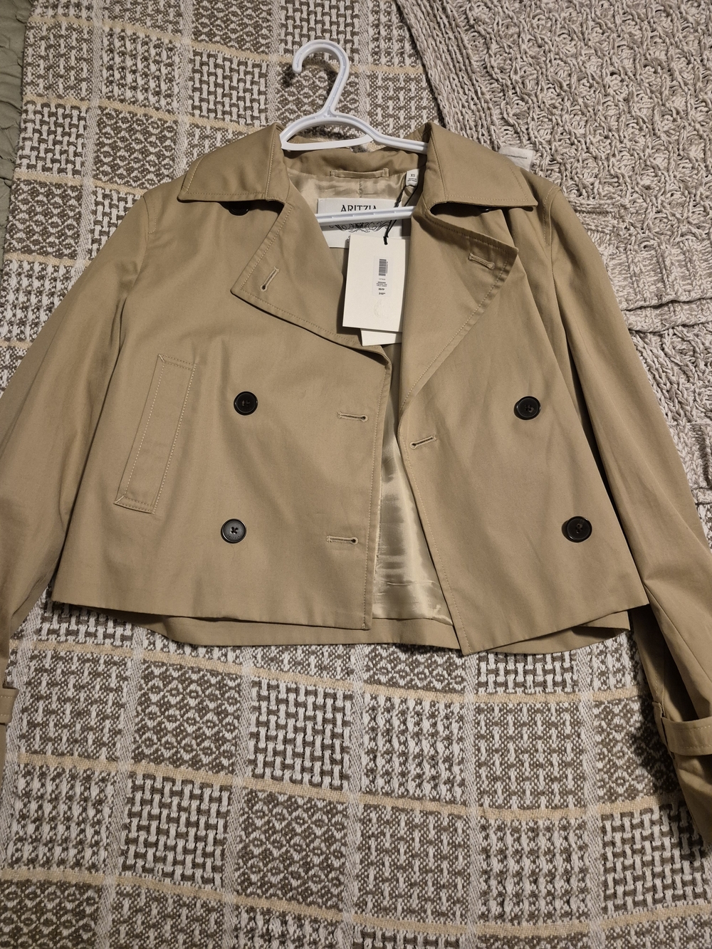 Aritzia Cropped Tan Trench Coat